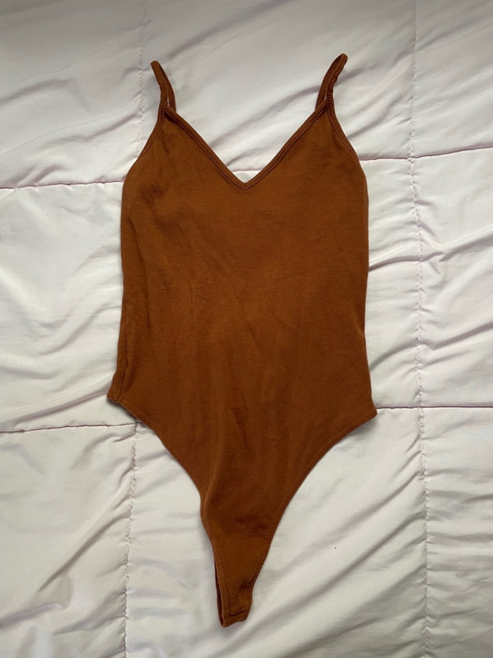 bp Rust Brown Ribbed Tank Bodysuit